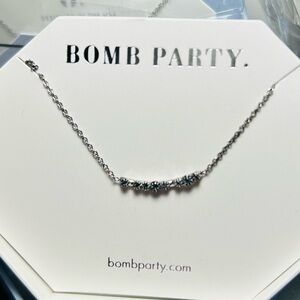 Bomb Party dainty aquamarine bar Necklace RBP3903